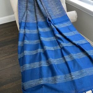 Fancy light silk sari in ink blue with gicha pallu